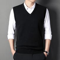 Men V Neck Sleeveless Knitted Casual Vest For Autumn And Winter 165/M juoda