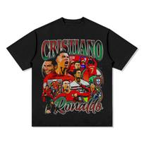Vintage Cristiano Ronaldo Portugal National Team Graphic T Shirt Men's Retro Football Print Oversized Tee Streetwear XL red