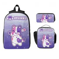 3 vnt. APHMAU Kawaii Katės Mokykliniai Krepšiai Rinkinys Vaikams Pieštukinės Maišeliai Kuprinės Rinkinys su Pietų Dėžute Mokyklos Studentams Daypack gray