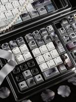 MAIMOOO Black Rose Keycaps Cherry Pbt Pc Black And White French Style Light-Transmitting Frosted Custom Keyboard Keycaps gray