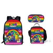 Rainbow Friends Themed Backpack Set With Lunch Tote Pencil Case - Unisex Nylon School Travel Bag 20-35L Backpack black