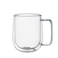 250/350/450 ml dvigubos sienelės stiklinis kavos puodelis, pagamintas iš aukšto boro silikatinio stiklo, karščiui atsparus puodelis kavai, pienui, sultims, vandeniui su rankena 450ml