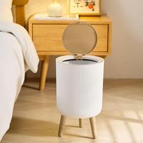 Bathroom Trash Can with Lid Dogproof Multipurpose Rubbish Bin Garbage for Guestroom 12L brown