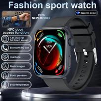 2025 Naujas Mikro Fizinis Patikrinimas Sveikatos Išmanusis Laikrodis Vyrams Sporto Fitneso Seklys Širdies Ritmas Temperatūra NFC Bluetooth Skambutis Išmanieji Laikrodžiai Black Silicone gray