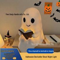 Cross-border Halloween Ghost Night Light: Cute Hanging Ghost Ornaments for Spooky Scene Arrangement Christmas Ghost Light Small beige
