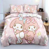 My Melody Bedding Sets Comforter Quilt Bed Cover Duvet Cover Pillow Case 2-3 Pieces Sets Bedroom Decoration Home Supplies EU Single 135x200cm white
