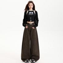 Animal Print Wide Leg Jeans Women Spring/Autumn New Style High Waist Loose Design Trendy Girl Bell Bottom Pants XS ruda