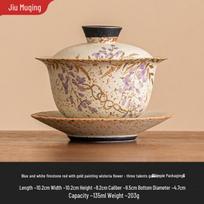 Jiumuqing Hand-Painted Ceramic Gaiwan Teacup brown