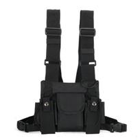 Fashion Men Multi Pockets Double Straps Nylon Chest Bag Vest Streetwear Pack S juoda