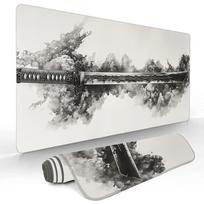 Japanese Aesthetic Samurai Sword Mouse Pad Gaming mats NonSlip Desk Mat mouse carpet with Stitched Edge HD printing Office mat 800x400x2mm gray