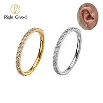 Dešinysis Grand G23 Titano Šoninis Žiedas su Pusapvaliu Cirkonio Dioksido Auskaru į Nosį, Ausies Kremzlę (Conch) 6/8/10/11/12mm Žiedai 16G 1.2x6mm auksas