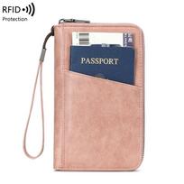 RFID Anti-Magnetic Multi-Functional Passport & Document Wallet with Zipper rožinė