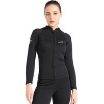 1.5mm Womens Long Sleeve Wetsuit Top Diving Surfing Swimming Warmth UV Protection Black Blue Red XS black