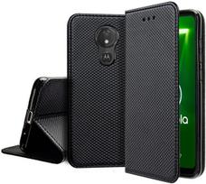 Case for MOTOROLA MOTO G7 POWER SMART BOOK MAGNET CASE BLACK + GLASS