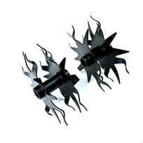 Soil Loosening Wheels Pointed Tiller Attachment Serrated Weeding Wheel for Gardeners, black