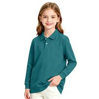 Girls Long Sleeve Uniform Top Casual Dress T Shirt for School 100 armijos žalia spalva