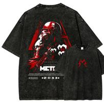 Metro Washed T-shirt 2026 New Model personality Clothes shirt Year round clothing Retro Fashion Vintage Loose gift high quality Breathable L black