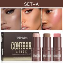 3 viename kontūravimo pieštukų rinkinys Matinis veido bronzantas, skaistinanti priemonė, maskuojamasis pieštukas Profesionalus šešėliavimo kremas Makiažo trio rinkinys 3pcs/set brown