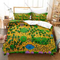 Stardew Valley 3PCS Bedding Set, Duvet Cover + 2 Pillowcases, Farm Game Print Soft Microfiber for Gaming Fans 135cmx200cm yellow