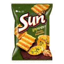 Orion Sun Korean Spicy/Garlic Wavy Corn Chips 70g - Casual Snack Garlic Flavor