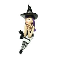 Vintage Resin Witch Figurine Seated for Gothic Home Decor One Size beige
