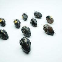 Ancient Gold-Inlaid Agate Dzi Bead Shark Back Buddha Head Loose Beads for DIY Accessories gray