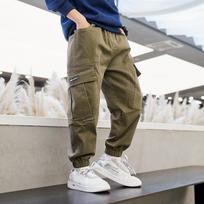 Berniukiškos 2025 m. punk stiliaus cargo kelnės pavasariui/rudeniui - Ilgos kelnės paaugliams Size 130 gray