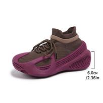 Women's Sports Shoes 2026 Spring New Large Size Fabric Upper Comfort Breathable Platform Sneakers Trendy Versatile Casual Shoes 36 violetinė