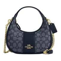 Coach Carmen 19 Logo Zip Closure Leather And Fabric Shoulder Crossbody Handbag Small Women handbags Denim-Blue CU984-IMX1X Basic Set (Bag+Dust Bag) gray