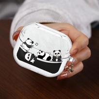 Black Adorable Panda Clear Earphone Cases Cover With Hook Case For Samsung Galaxy Buds 2Pro 2 Live 3 FE 3Pro 4 Pro 4Pro Buds 2 white