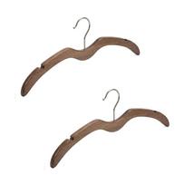 2pcs Shoulder Protecting Wood Short Neck Hanger Heavy-Duty Space Saving Clothes Drying Rack Anti-slip Wardrobe Organizer ruda