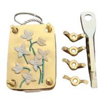 Mini Flower Press Keychain Metal Portable Micro Flowers Drying Press Kit with 20 Paper Handcrafted Flower Preservation Tool for Hiking Travel DIY C With screwdriver beige