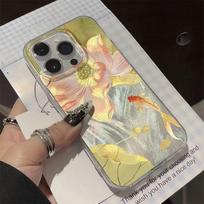 Phone Case For Iphone 17 Air 16e 17e 15plus 14 13 12 11 Pro Max Colorful Golden Lotus Koi Cover Protective Fashion Lucky Shell iphone 17 Pro beige