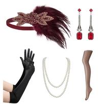 1920-ųjų kaukės juodų plunksnų galvos apdangalas moterims Vakarų Gatsby vakarėlio galvos juostos rinkinys Vintage elegantiškas būtinybė juoda