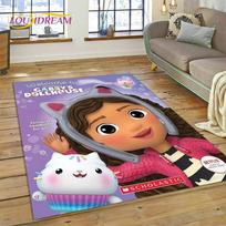 Cartoon Cute Gabbys Dollhouse Girl Carpet Rug for Bedroom Living Room Home Sofa Decoration,Children Game Large Decor Floor Mat 40x60cm( 15x23in ) black