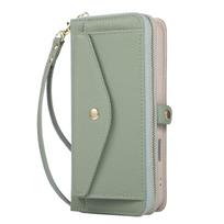 Crossbody Wallet Case for Samsung Galaxy A57 A56 A55 A35 A34 A26 A23 A17 A16 A15 A14 A07 A06, Strap Card Holder Kickstand Mirror For Galaxy A06 žalia