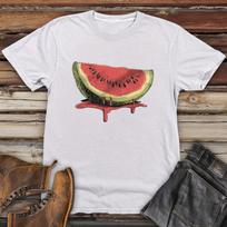 Men's Short Sleeve T-Shirt Vibrant Watermelon Slice Print Breathable Regular Fit Tee for Outdoor Activities Men Clothing S