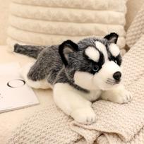 Kawaii Famous Dog Corgi Husky Premium Simulation Pomeranian Plush Toy Cute Stuffed Soft Puppy Model Dolls Cartoon for Kids Gifts 40cm black