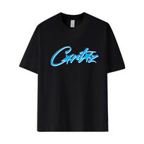 European and American Corteiz trendy street crew neck loose short-sleeved T-shirt women's fashion hip-hop skateboard casual top men S black