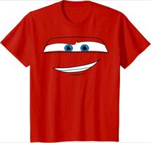 Red Disney Pixar Cars Lightning McQueen Big Face Short Sleeve T-Shirt Summer Cotton Men's Women Top Tee Streetwear Couple Unisex XXL red