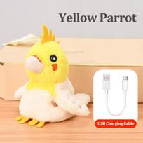 Cute Electric Screams Parrots Moving Wings Plush Stuffed Doll Simulation Parrot Bird Animal Bag Keychain Pendant Decoration Toy geltona
