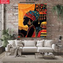 African Woman Art Tapestry Vibrant Tribal Pattern Wall Hanging For Ethnic Boho Decor Living Room Bedroom Home Interior Design 74x94cm(29x37in) black