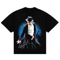 Y2k Fashion Clothing Fashion Michael Jackson T Shirt Summer Casual Loose Short Sleeve Round Neck Clothing Print Tops Unisex L blue