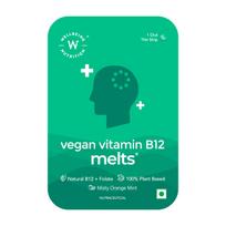 Wellbeing Nutrition Melts Veganinis vitaminas B12 papildas vyrams ir moterims | Atminties gerintojas ir smegenų, širdies bei nervų sistemos palaikymas su B12, Fol