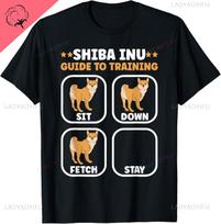 Funny Shiba Inu Guide To Training Dog Owner French Tshirt Breathable And Comfortable Cotton Tee Camisas Streetwear XL red