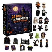Holiday Countdown Calendar Halloween Advent 2026 24 Days with 2D Flat Acrylic Ornaments Mini Figures Collectible Surprise Gifts for Kids Girls Boys A