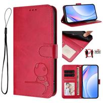 Suitable for Cubot P90 mobile phone leather case, red panda embossed leather case, A40 flip cover with card slot protective case Cubot Max5 rožinė raudona spalva