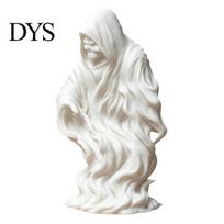 Grim Reaper Statue 3D Printed Ghost Statue, Gothic Skeleton Figurine, Customizable Art Toy DIY Blank White Sculpture, Halloween Desktop Decor balta