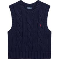 Polo Ralph Lauren Solid Logo Embroidered Sleeveless Fitted Tank Top Women tops Navy-Blue 211959295-002 S black