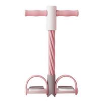 4/6-Tube Pedal Puller Resistance Band with Handle TPE Elastic Yoga Sit-up Pull Rope Men Women Pedal Tensioner Exerciser Workout Equipment 4 rožinė